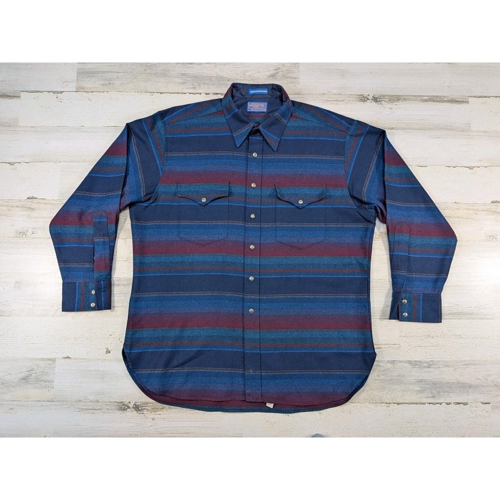 Vintage Pendleton Mens XL Virgin Wool Striped High Grade Western Flannel Shirt